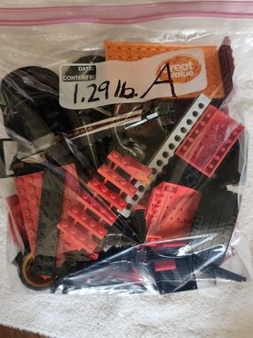 Authentic Lego Mostly Red & Black Mixed Building Pieces Weighing 1.29 Lb